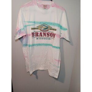 Vintage 90s Oneita Branson Missouri Country Music Shirt Size XL Striped Tie Dye